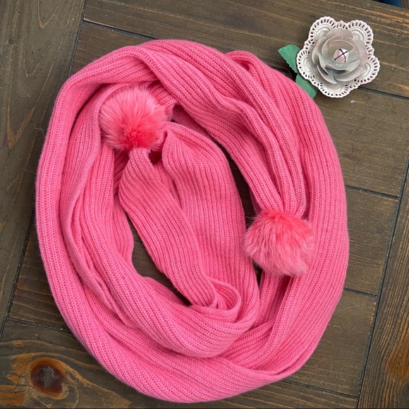 Talbots Accessories - Talbots Pink Scarf with poof pom poms